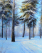 "Зимний лес" холст, масло, 32х39 см, 2009 г.